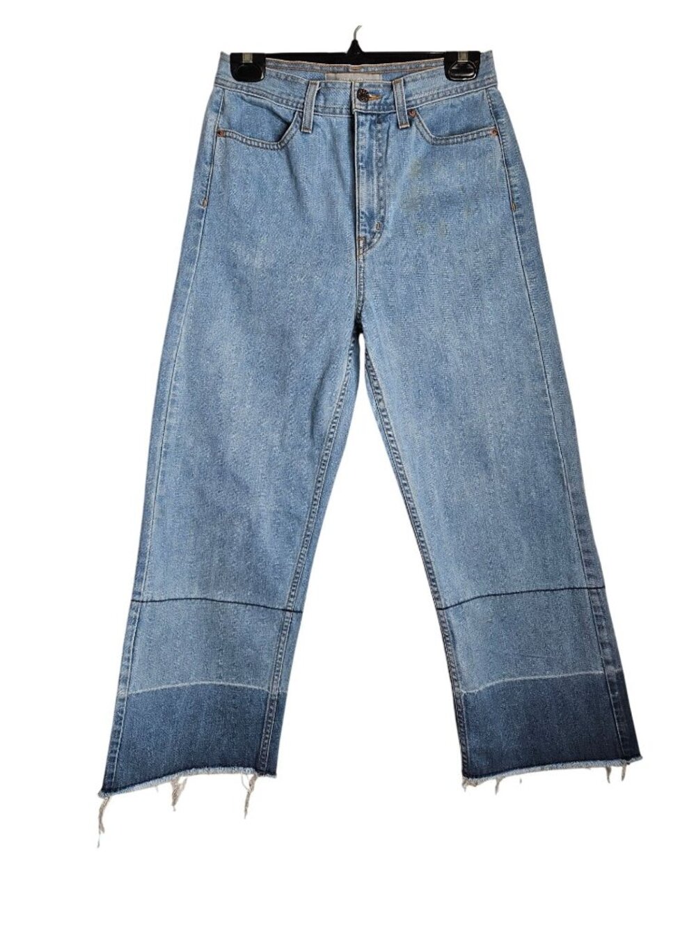 Nasty Gal Womens Wide Leg High-Waist Cropped Denim Jeans With Raw Hem Size 27
